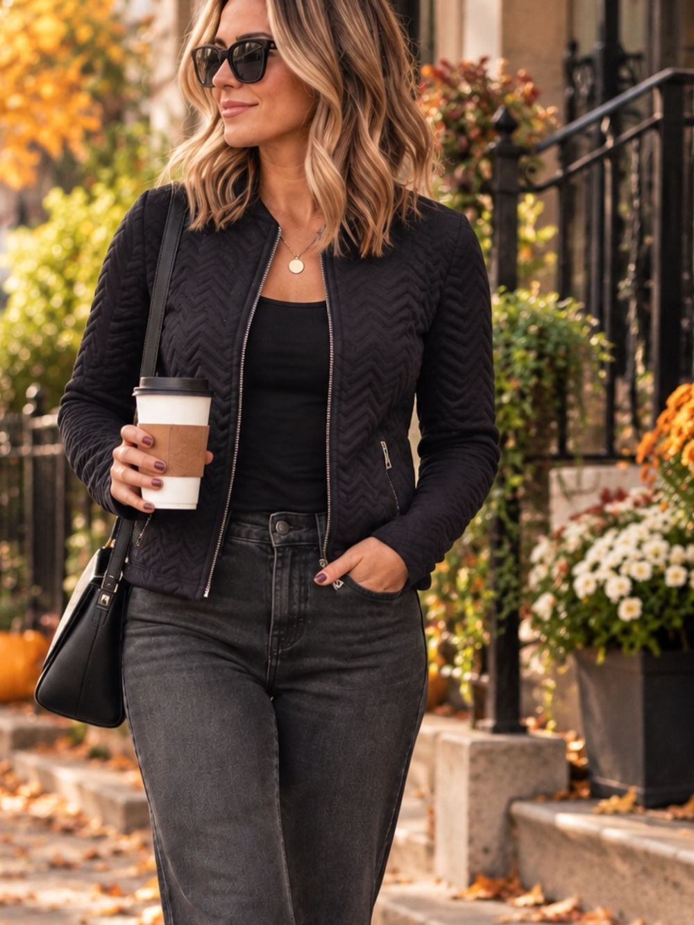 Calvin Klein Black Quilted Zip-Front Jacket